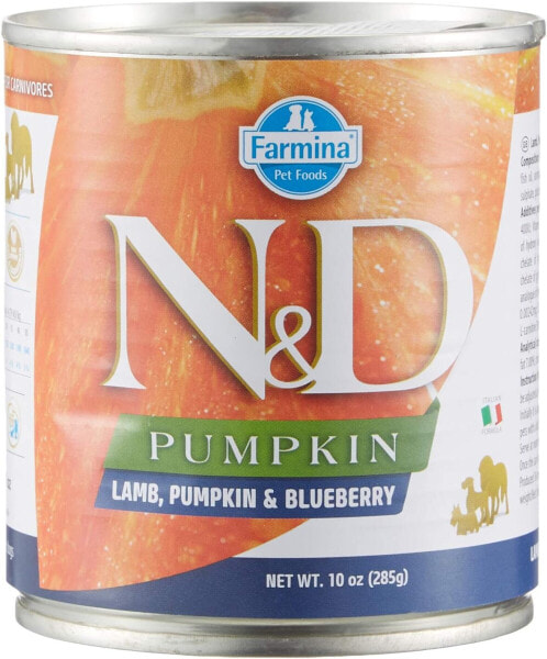 Farmina N&D Pumpkin Pate Dog Food Wet Food with High Quality Vitamins and Natural Antioxidants Corn Free Ingredients Lamb and Blueberry Portion Size 285g