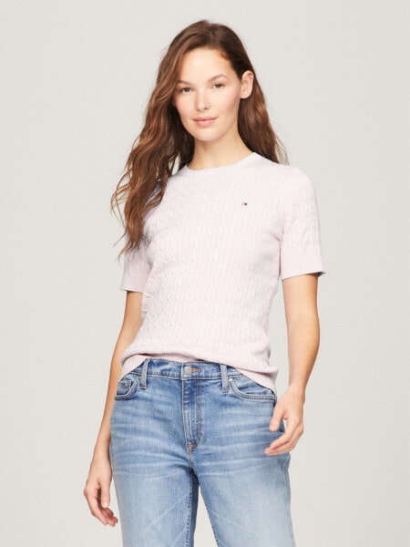 Short-Sleeve Cable Sweater