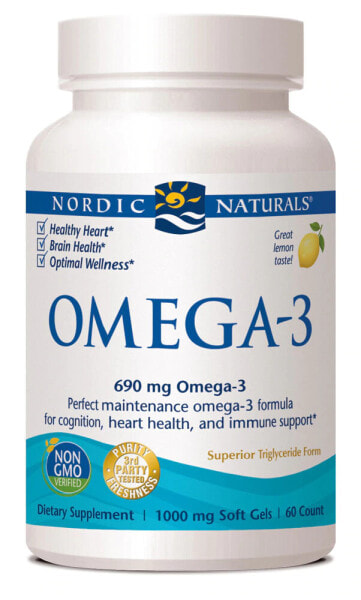 Nordic Naturals Omega-3 Lemon Омега-3 из рыбьего жира для оптимального здоровья сердца, иммунитета и когнитивных функций