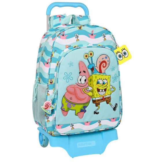 Детский рюкзак с колесиками Spongebob Stay positive Синий Белый (33 x 42 x 14 cm)