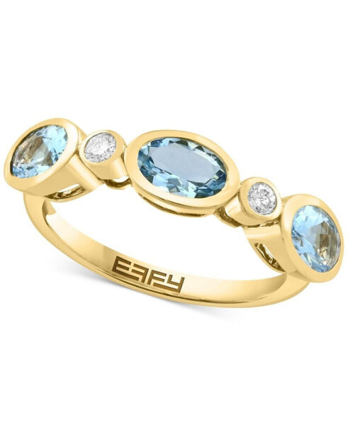 Кольцо EFFY Aquamarine & Diamond Bezel