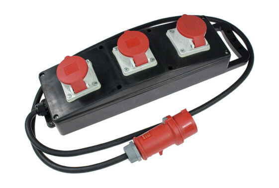 as-Schwabe 60558 - 2 m - 3 AC outlet(s) - Indoor/outdoor - IP44 - 2.5 mm² - Black - Red