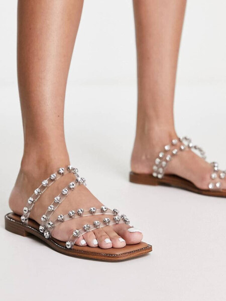 Steve Madden Skyler rhinestone studded sandals in clear