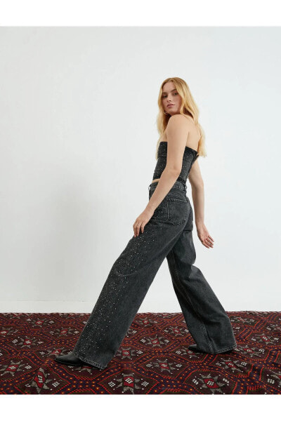 Джинсы женские Koton - Белые джинсы с вышивкой BiancaJean