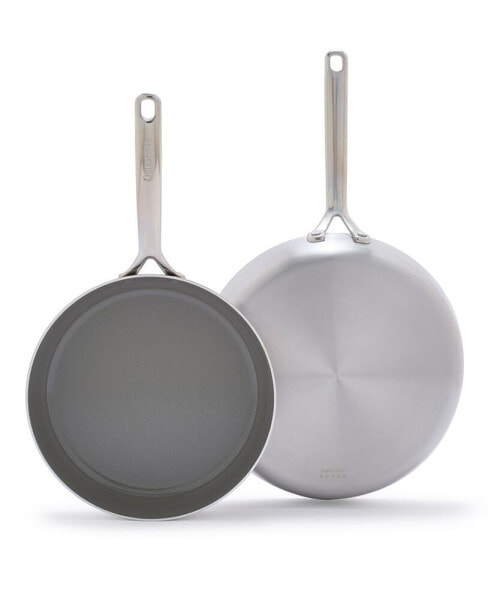 GP5 Stainless Steel Healthy Ceramic Nonstick 2-Piece Fry pan Set, 10" and 12"