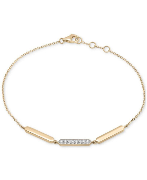 Diamond & Polished Bar Bracelet (1/10 ct. t.w.) in 14k Gold, Created for Macy's