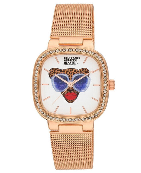 Women's Quartz Bouffants and Broken Hearts Rose Gold-Tone Mesh Alloy Watch 32mm