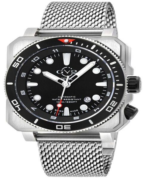 Men's Xo Submarine Swiss Automatic Silver-Tone Stainless Steel Bracelet Watch 44mm