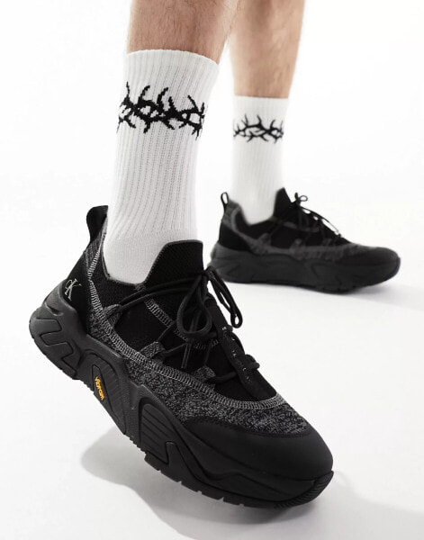 Calvin Klein Jeans chunky vibram sock trainers in black