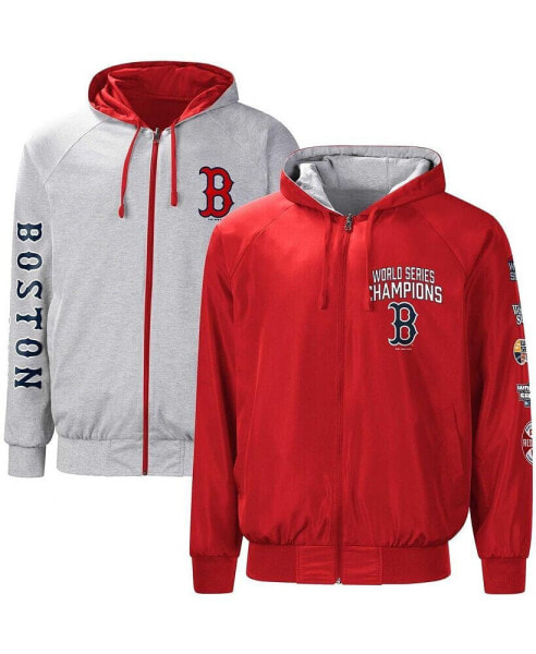 Men's Red/Gray Boston Red Sox Southpaw Reversible Raglan Hoodie Full-Zip Jacket