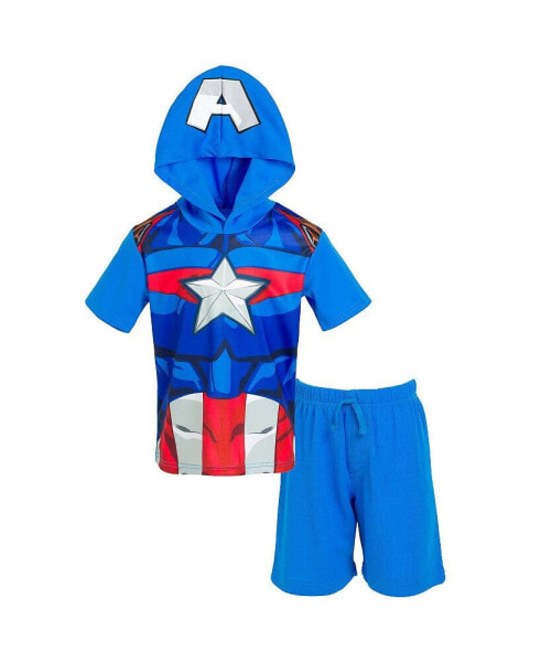 Boys Avengers Captain America Athletic T-Shirt and Mesh Shorts Outfit Set