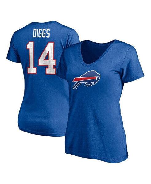 Women's Stefon Diggs Royal Buffalo Bills Player Icon Name and Number V-Neck T-shirt