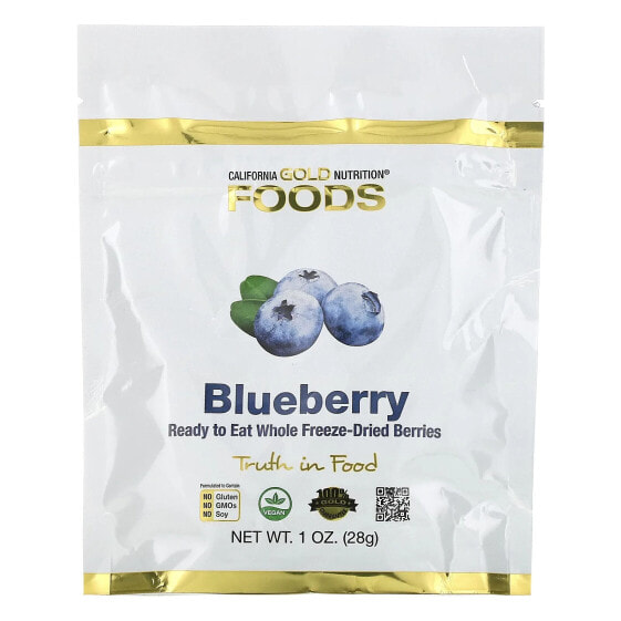 Foods, Freeze-Dried Blueberry, Ready to Eat Whole Freeze-Dried Berries, 1 oz (28 g)