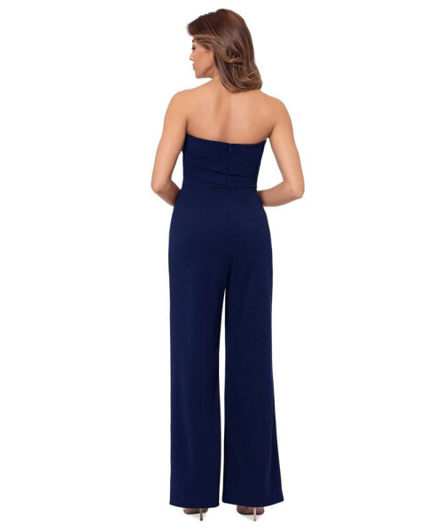 Petite Asymmetrical-Neck Strapless Jumpsuit