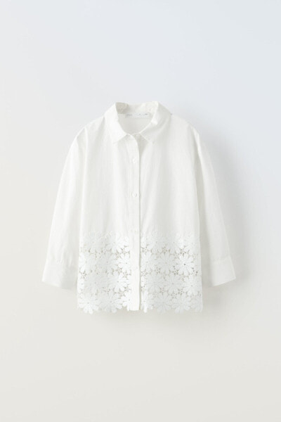 Рубашка с контрастной вышивкой Schiffli ZARA "Contrast Schiffli Embroidery"