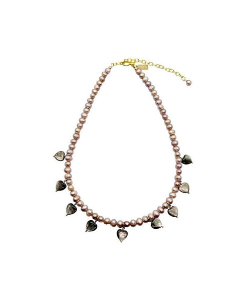 Aracheli Studio swan Heart in Purple Pearl Necklace