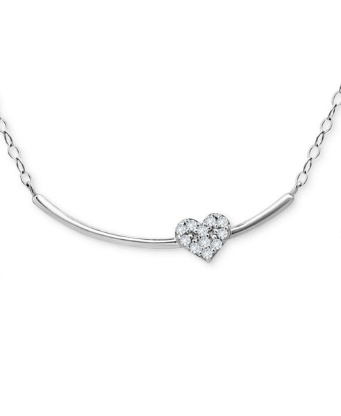 Giani Bernini cubic Zirconia Heart Curved Bar Collar Necklace, 16" + 2" extender, Created for Macy's