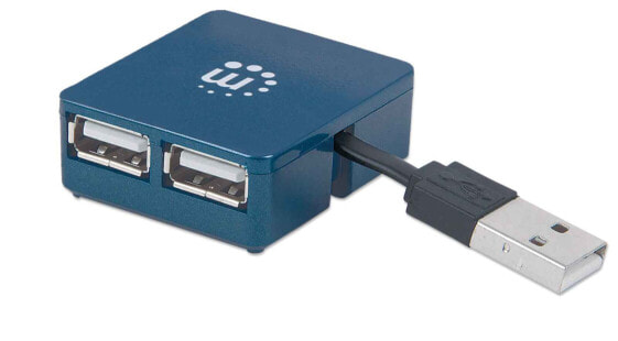Manhattan USB-A 4-Port Micro Hub - 4x USB-A Ports - Blue - 480 Mbps (USB 2.0) - Bus Power - Equivalent to Startech ST4200MINI2 - Hi-Speed USB - Three Year Warranty - Blister - USB 3.2 Gen 1 (3.1 Gen 1) Type-A - USB 3.2 Gen 1 (3.1 Gen 1) Type-A - 480 Mbit/s - Black