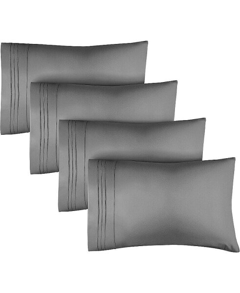 Pillowcase Set of 4 Soft Double Brushed Microfiber - King