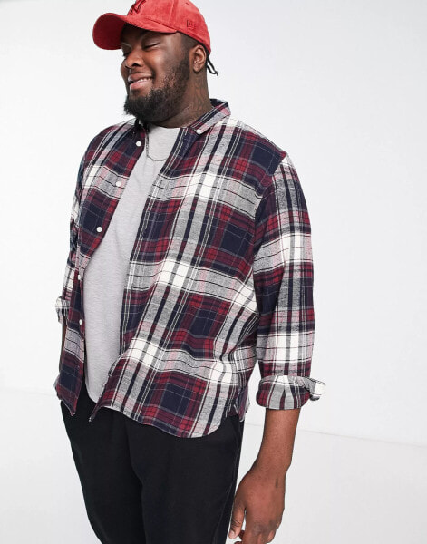 French Connection Plus long sleeve multi check flannel shirt in chateux