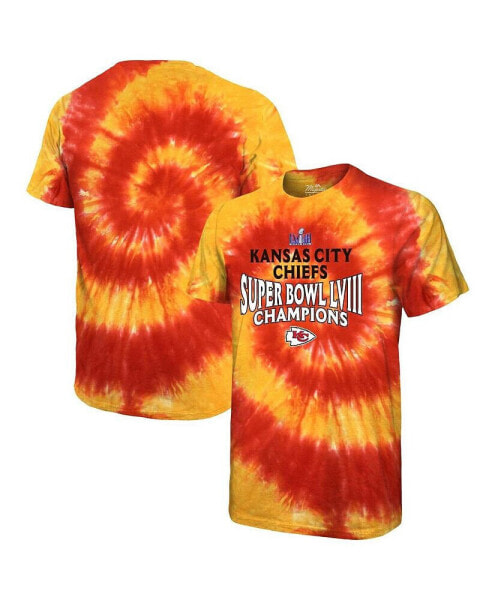 Men's Red Kansas City Chiefs Super Bowl LVIII Champions Soft Hand Tie-Dye T-shirt