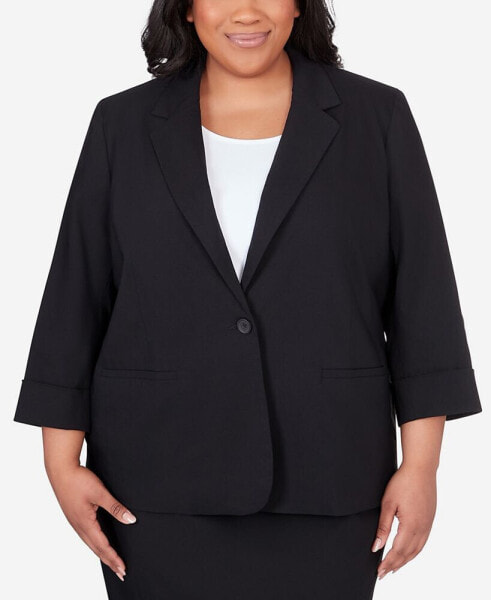 Plus Size Classic Fit Blazer Jacket