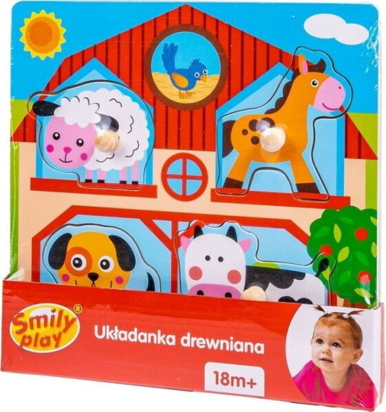 Smily Play Smily Play Układanka Drewniana Farma Puzzle 4 el