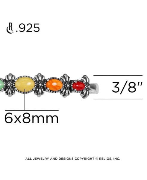 Sterling Multi Color 5-Stone Cuff Bracelet Size Small