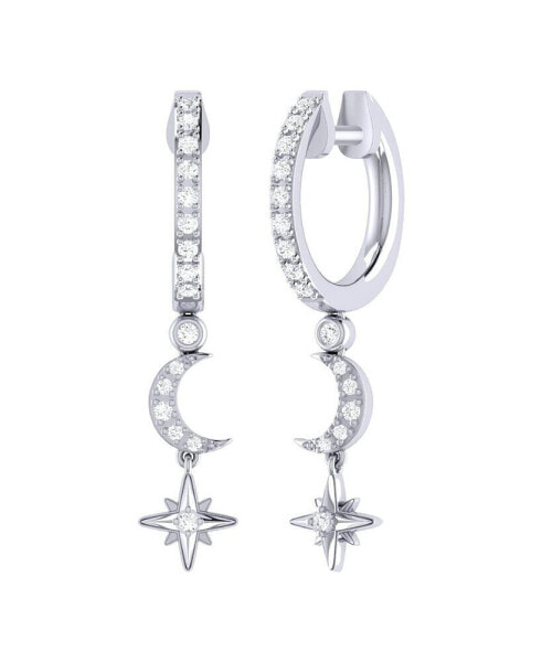 Серьги LuvMyJewelry Starlit Crescent Diamond Hoop