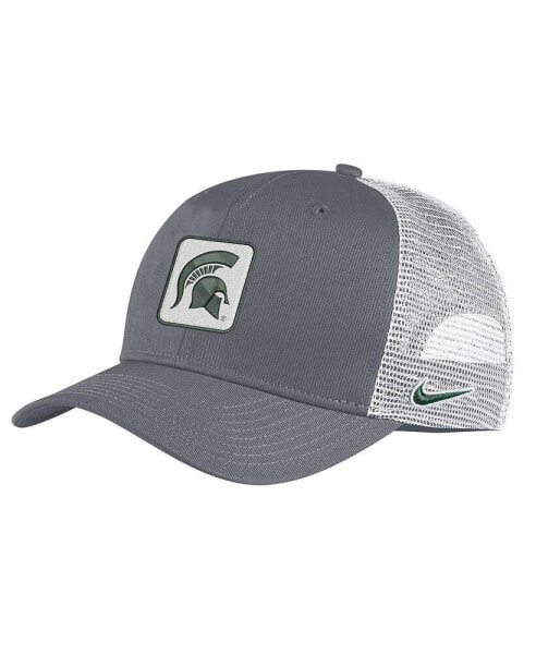 Men's Gray and White Michigan State Spartans Classic99 Trucker Snapback Hat