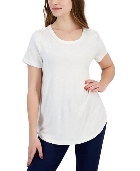 Petite Satin Trim Rayon Span Top, Created for Macy's