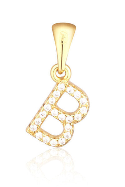 Gold-plated pendant with zircons letter "B" SVLP0948XH2BIGB