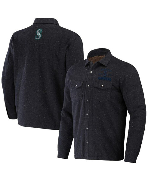 Men's Darius Rucker Collection by Black Seattle Mariners Ringstop Full-Snap Shacket