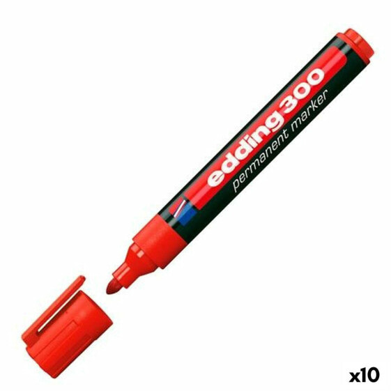 Постоянный маркер Edding 300 Красный (10 штук)