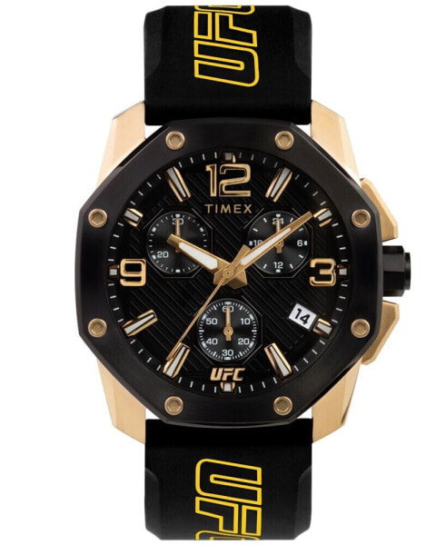 UFC Men's Quartz Icon Silicone Black Watch, 45mm