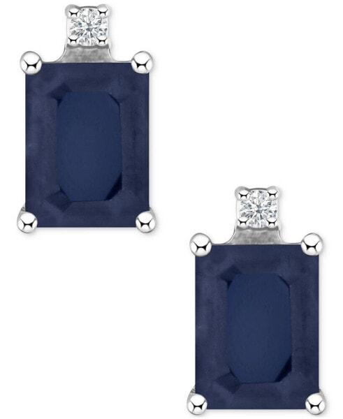 Tanzanite (1-1/5 ct. t.w.) & Diamond Accent Stud Earrings in 14k White Gold (Also in Emerald, Sapphire & Ruby)