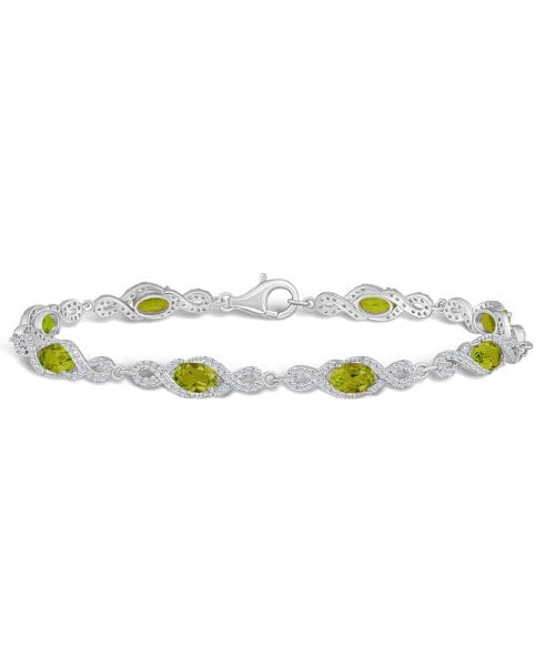 Peridot and White Topaz Bracelet (4-3/8 ct. t.w and 2 ct. t.w) in Sterling Silver