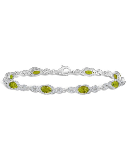 Peridot and White Topaz Bracelet (4-3/8 ct. t.w and 2 ct. t.w) in Sterling Silver