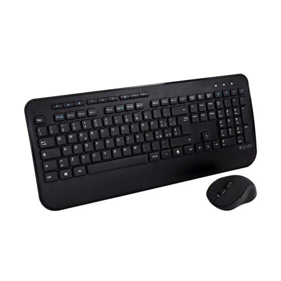 V7 CKW300IT Full Size/Palm Rest Italian QWERTY - Black - Professional Wireless Keyboard and Mouse Combo – IT - Multimedia Keyboard - 6-button mouse - Full-size (100%) - Bluetooth - Black - Mouse included