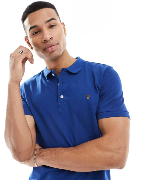 Farah Blanes short sleeve polo shirt in blue