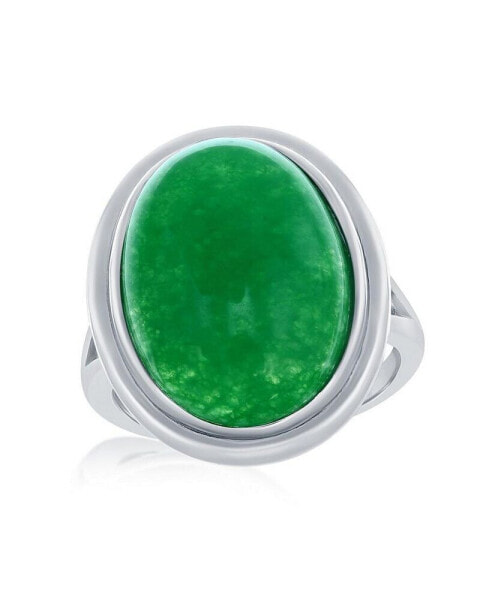 Sterling Silver, 13x18mm Oval Jade Ring