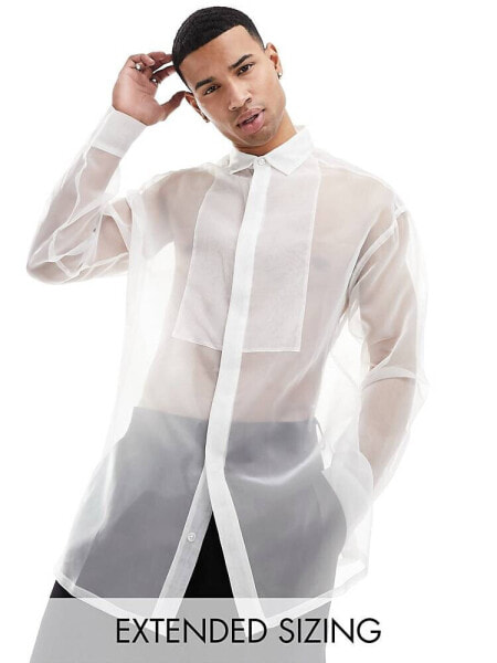 ASOS DESIGN 90s oversized organza shirt in white