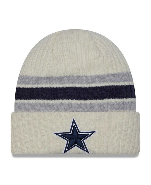 Men's Cream Dallas Cowboys Team Stripe Cuffed Knit Hat