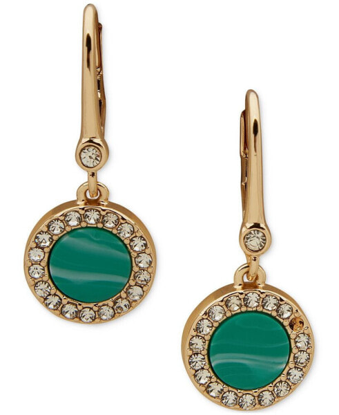 Gold-Tone Pavé & Color Inlay Drop Earrings