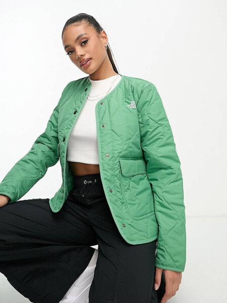 The North Face Ampato long quilted liner jacket in sage green Exclusive at ASOS