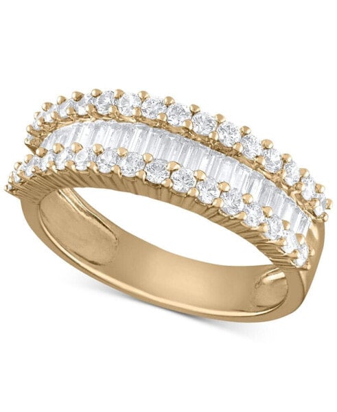 Diamond Baguette Cluster Band (1 ct. t.w.) in 14k White, Yellow or Rose Gold