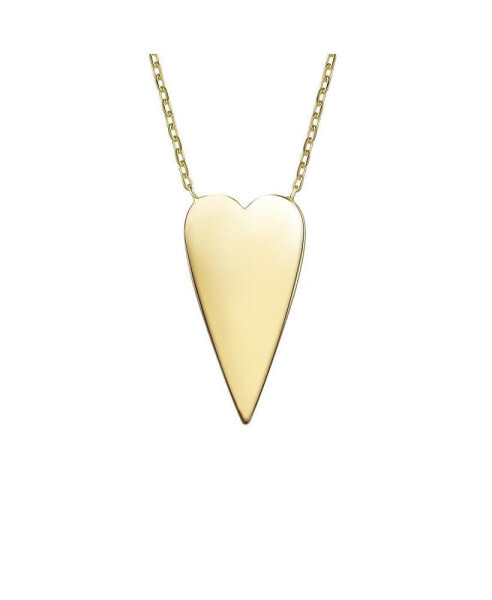 14k Gold Plated Elongated Modern Shiny Heart Layering Necklace