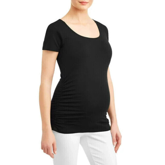 Oh! Mamma T-Shirt Small Womens Black Scoop Neck Short Sleeves Tunic Length Solid