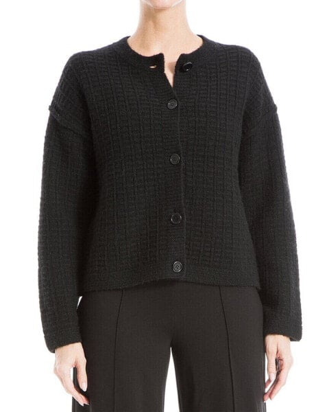 Max Studio Button Front Wool-Blend Cardigan Women's