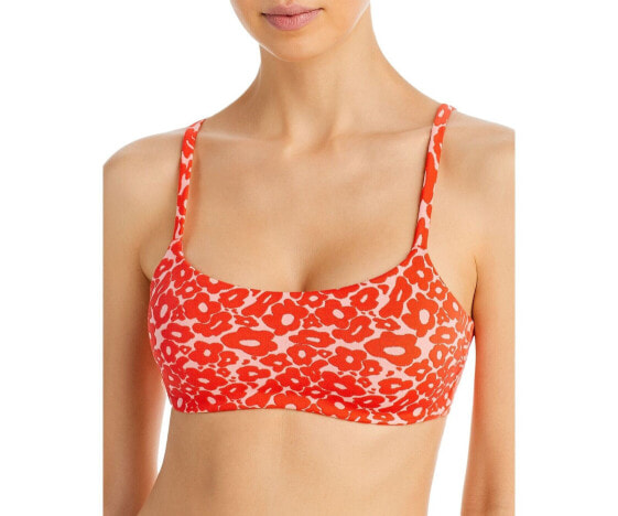 Peixoto Womens Karol Printed Scoop Neck Bikini Top Swimwear Orange Size Medium